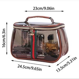 Transparent Cosmetic Bag with Striped Accent